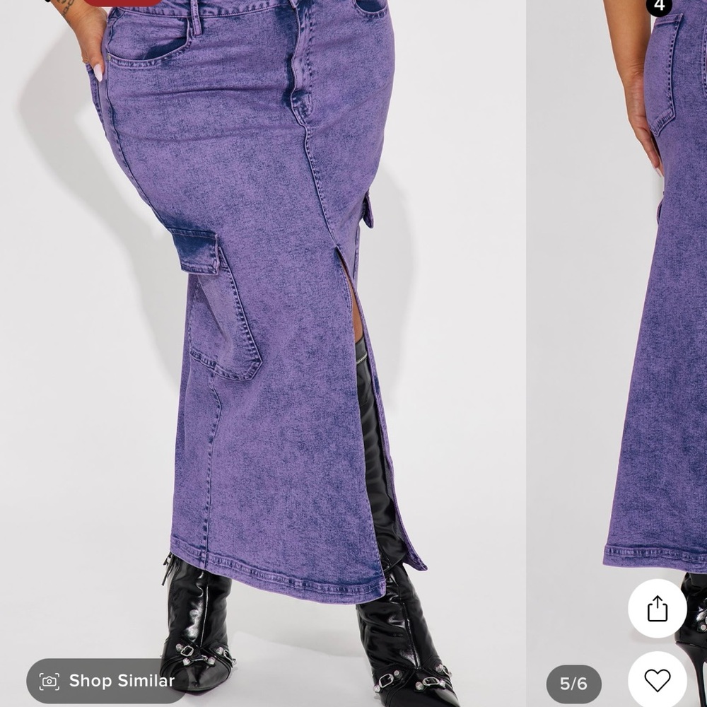 Oaklee Denim Cargo Maxi Skirt - Purple